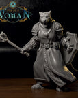 Tabaxi Cleric - Snowy Meadows, Silver Sky - 3d Printed Miniature by DND Is A Woman