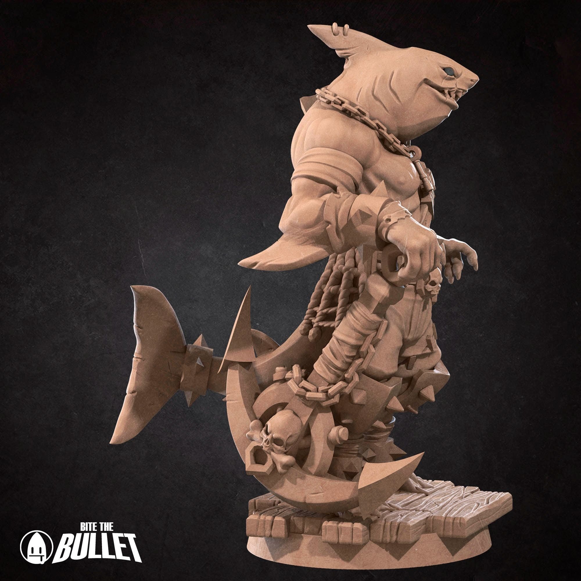 Sharkfolk Bandit Boss - 3d Printed Miniature by Bite the Bullet