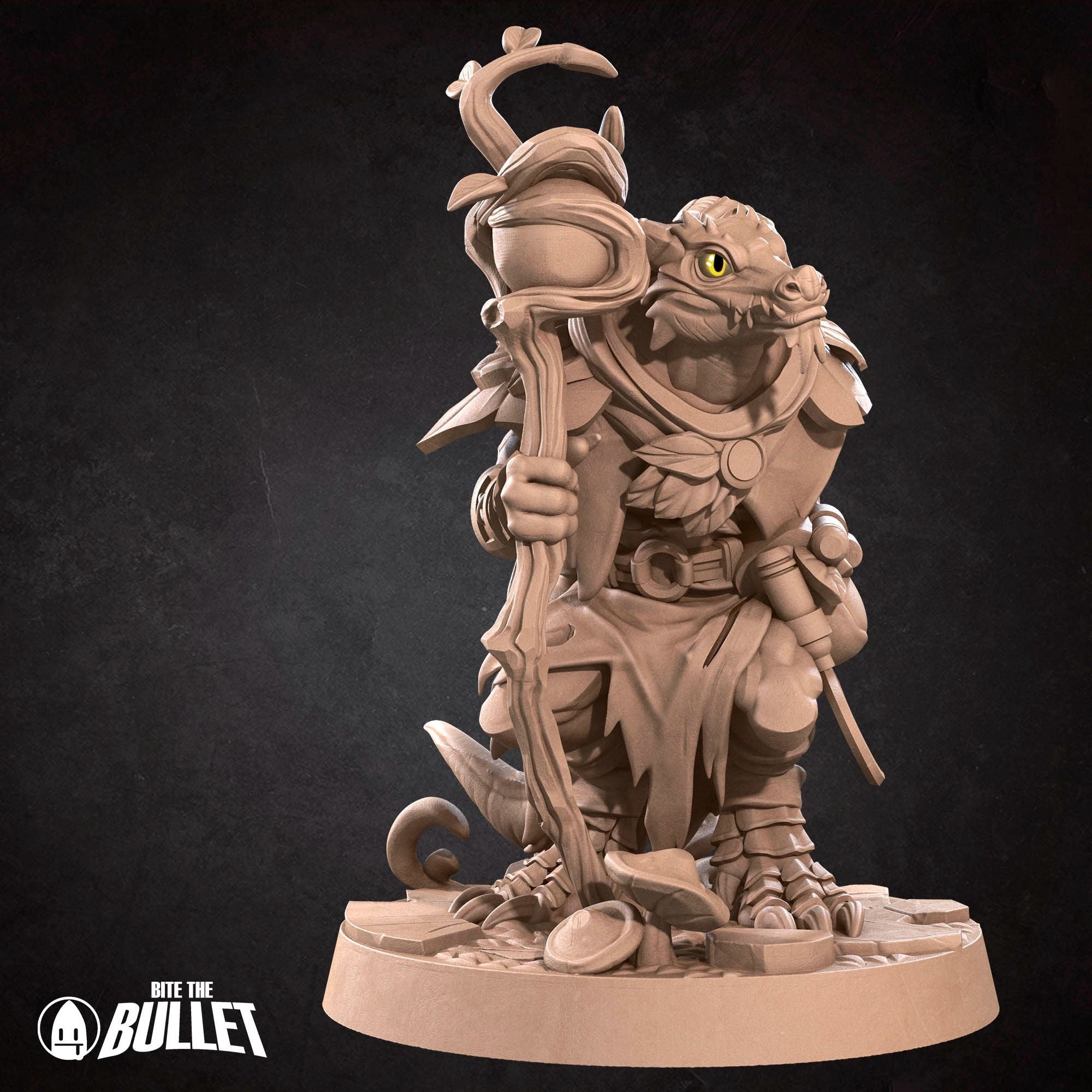 Kobold Druid - Kobold DND - 3d Printed Miniature sculpted by Bite the Bullet
