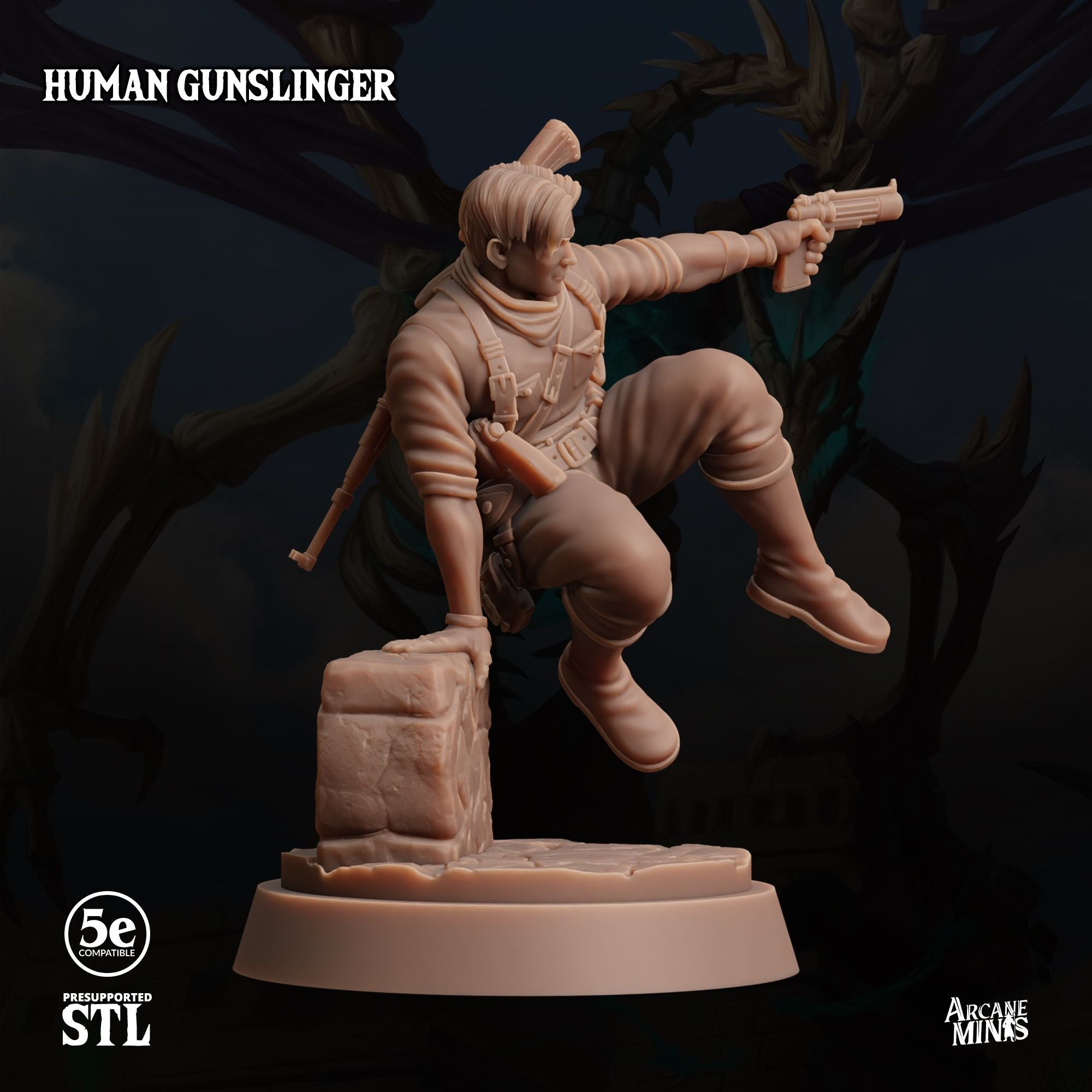 Human Gunslinger - Tomb of Extinction - 3d Printed Miniature by Arcane Minis