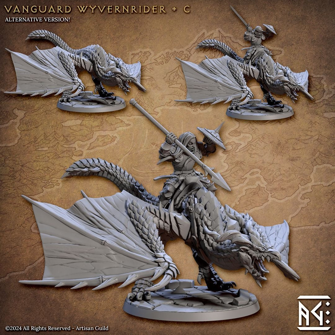 Vanguard Wyvern Riders - Vanguard Fighters Guild - 3d Printed Miniature sculpted by Artisan Guild