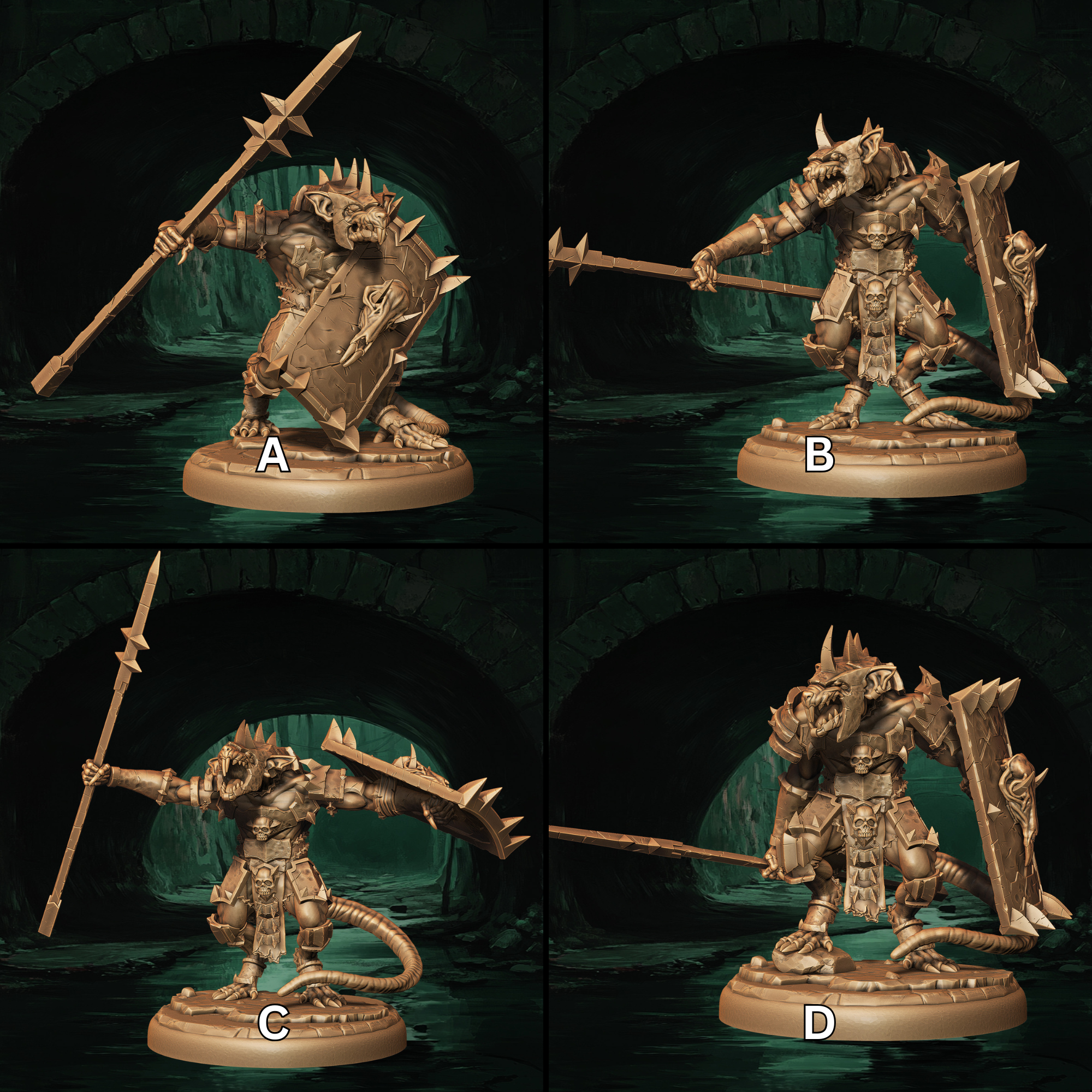 a set of four pictures of a warhammer