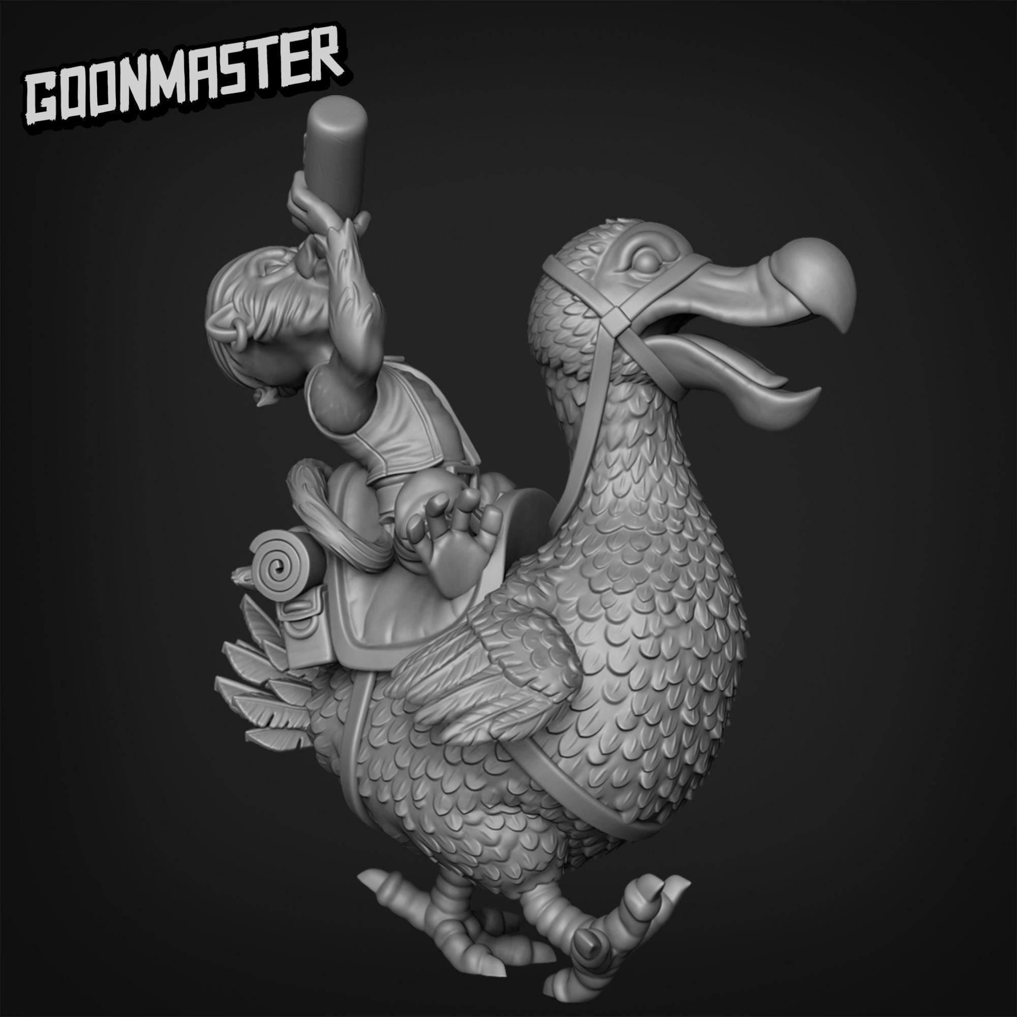 Monkey Pirate on Dodo Mount - 3d Printed Miniature Sculpted by Goon Master Games