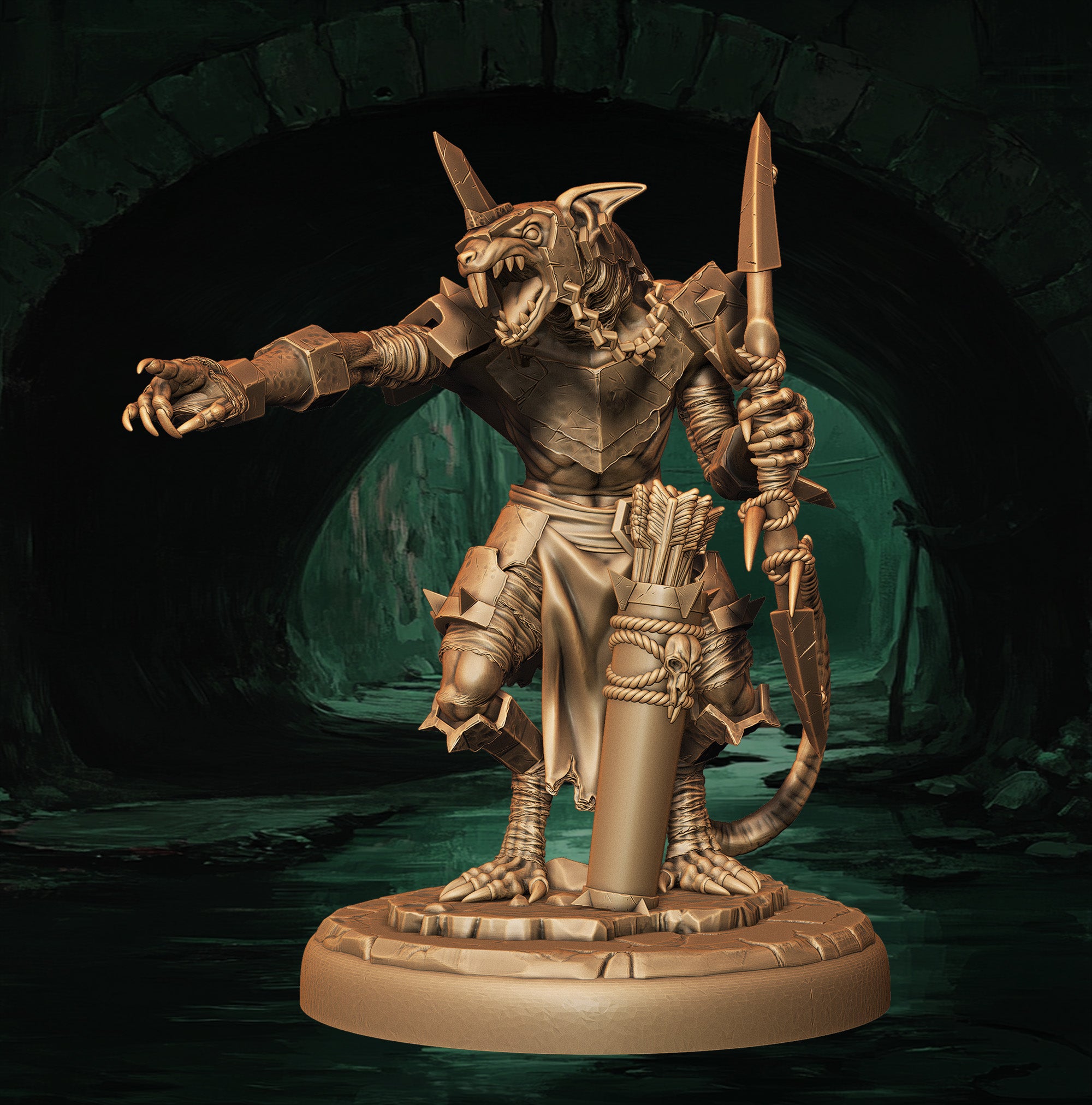 a statue of a demon holding a sword