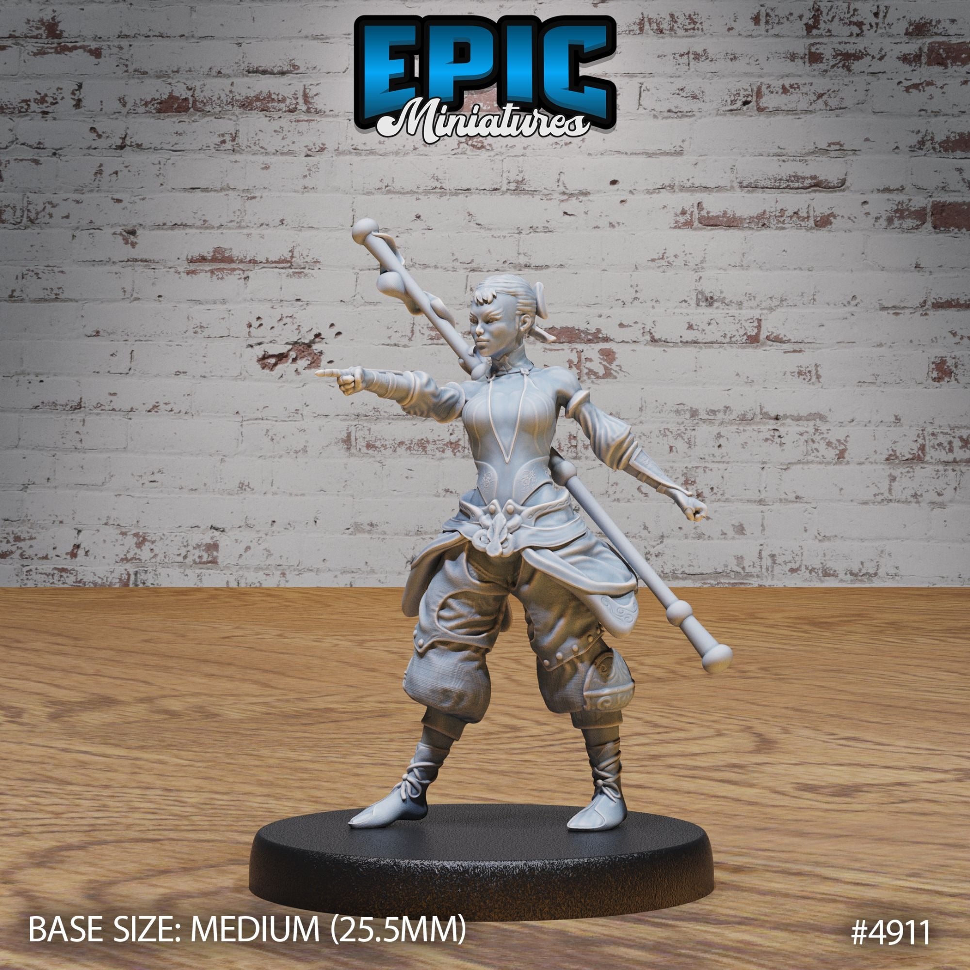 Monk Adventurer Female - 3d Printed Miniature Sculpted by Epic Miniatures