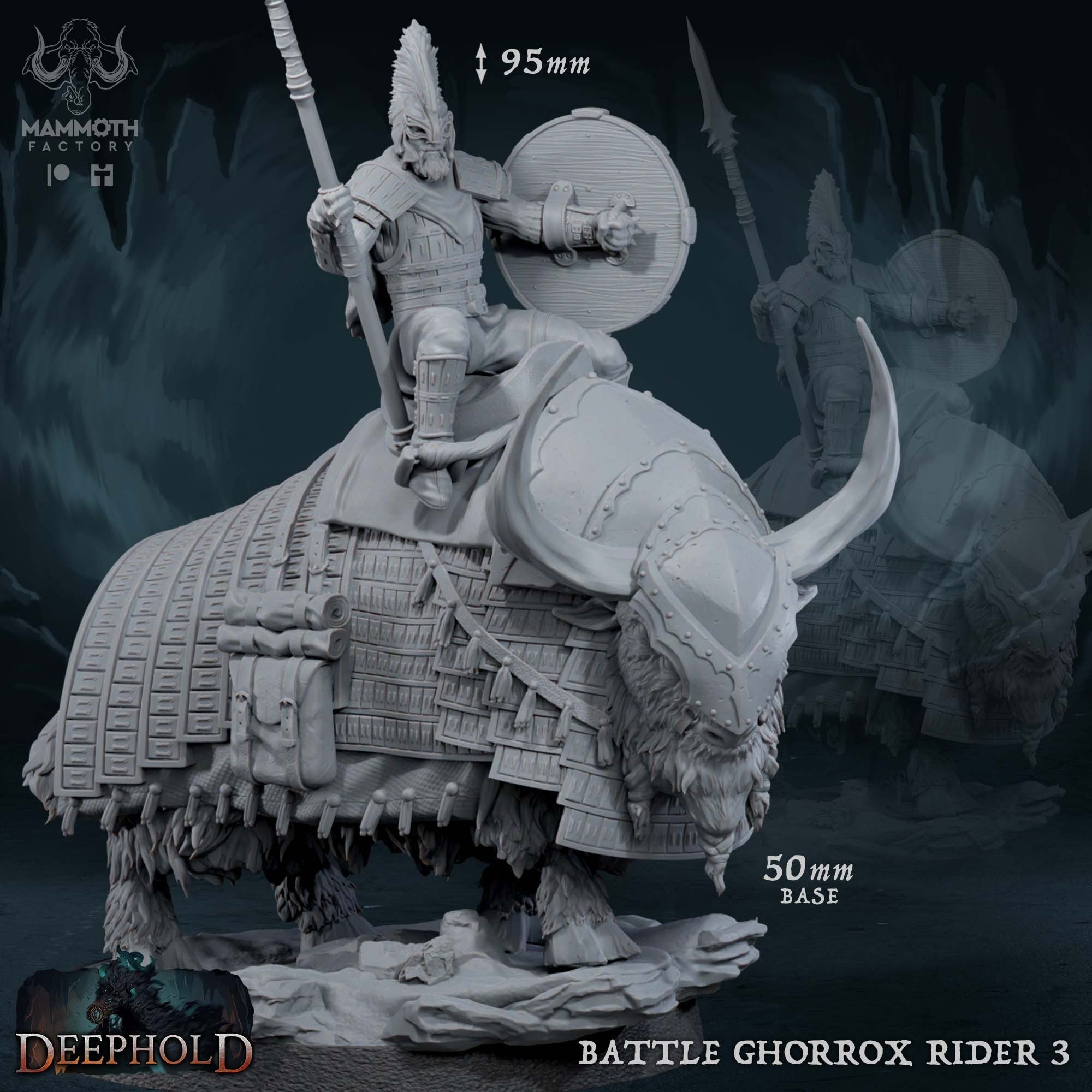 Battle Ghorrox and Rider - 3d Printed Miniature by Mammoth Factory