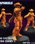 Dead Eye Trevor, Cyber Cowboy - 3d Printed Miniature Sculpted by Papsikels Miniatures