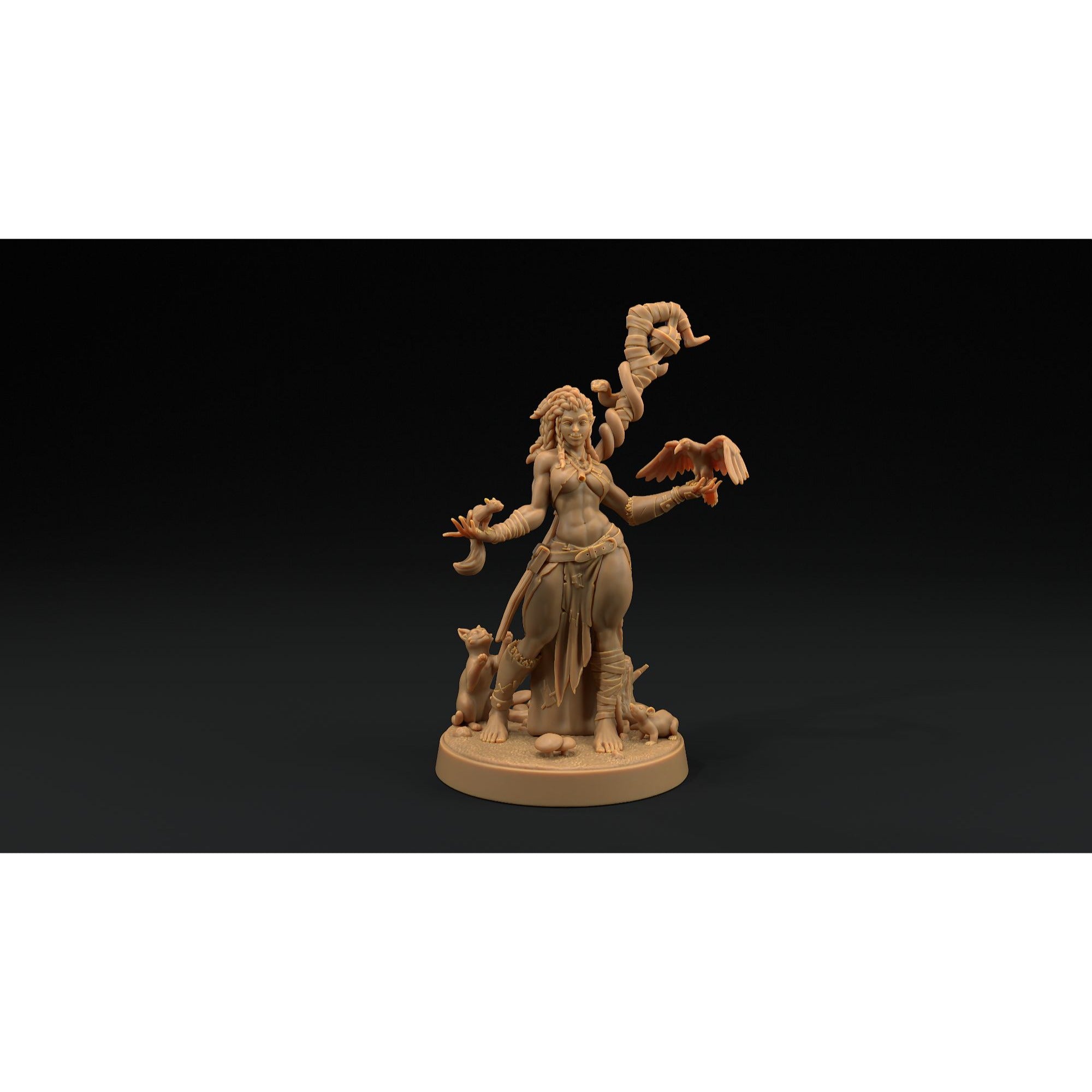 Lola, Half-Orc Druid - 3d Printed Miniature by Dragon Trappers Lodge