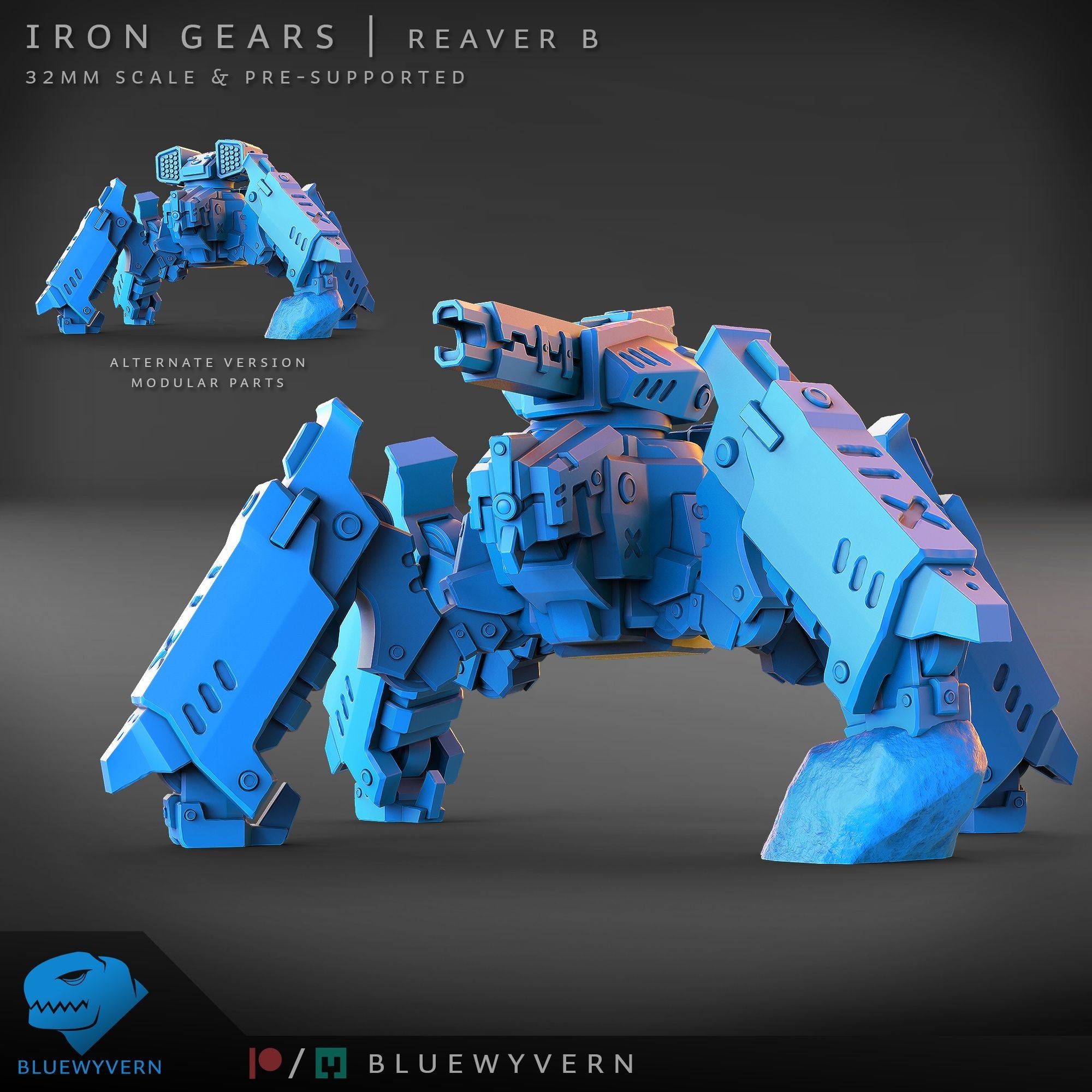 Reaver - Iron Gears - 3d Printed Miniature by Blue Wyvern