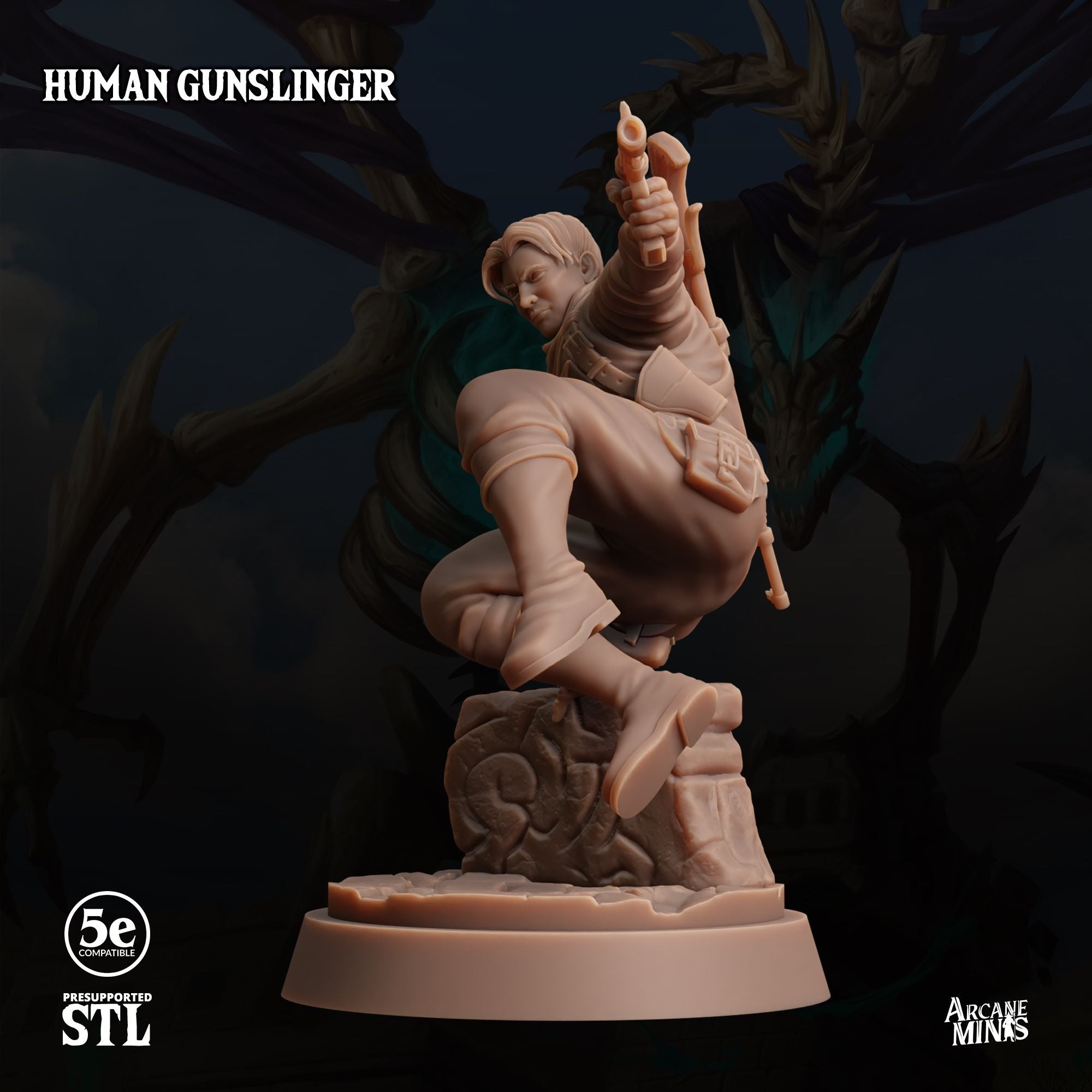 Human Gunslinger - Tomb of Extinction - 3d Printed Miniature by Arcane Minis