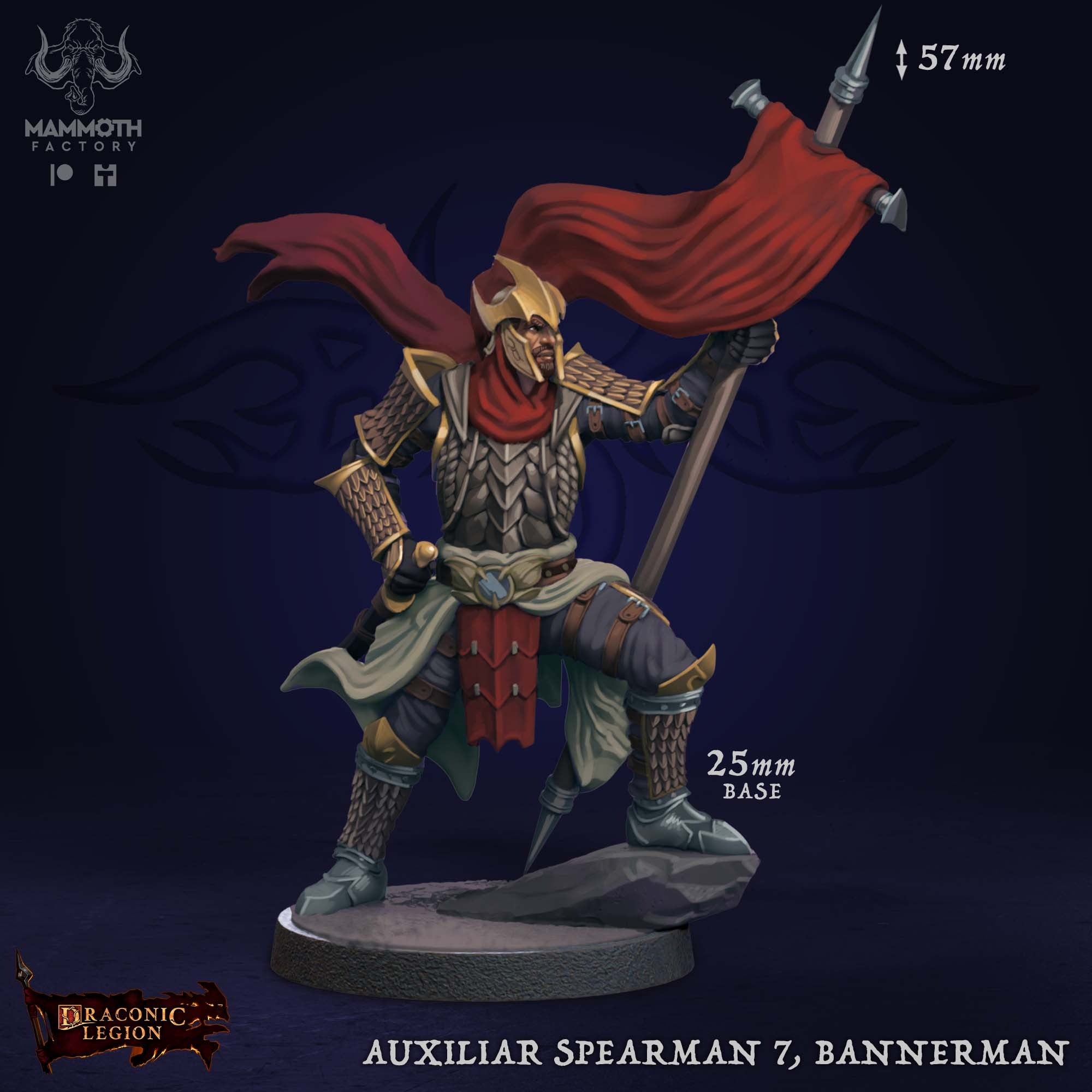 Auxiliar Spearmen - 3d Printed Miniature by Mammoth Factory