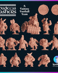 Boudicca's Bashers - Dwarf Fantasy Football Team - 3d Printed Miniatures Sculpted by Kool Kiwi