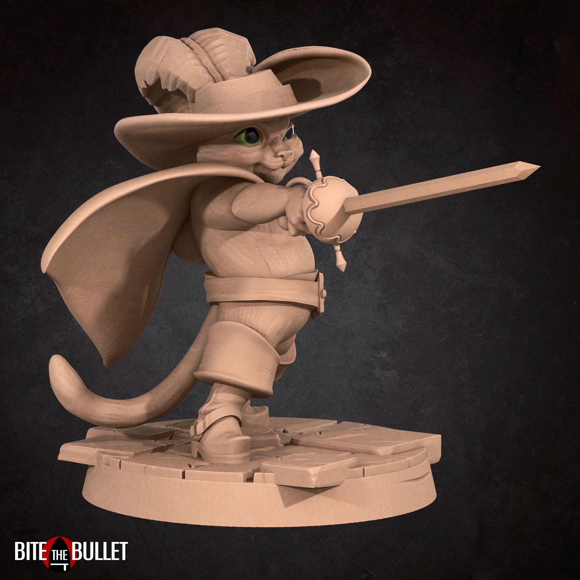 Cat Duelist - 3d Printed Miniature sculpted by Bite the Bullet