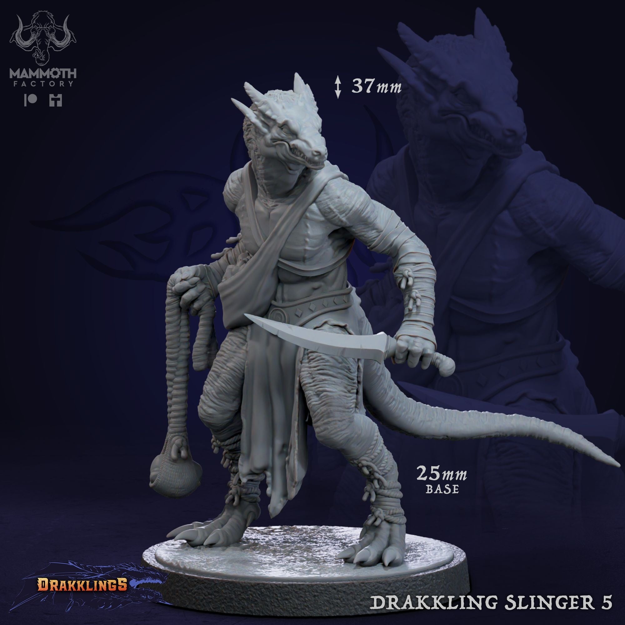 Drakkling Slinger - 3d Printed Miniature by Mammoth Factory