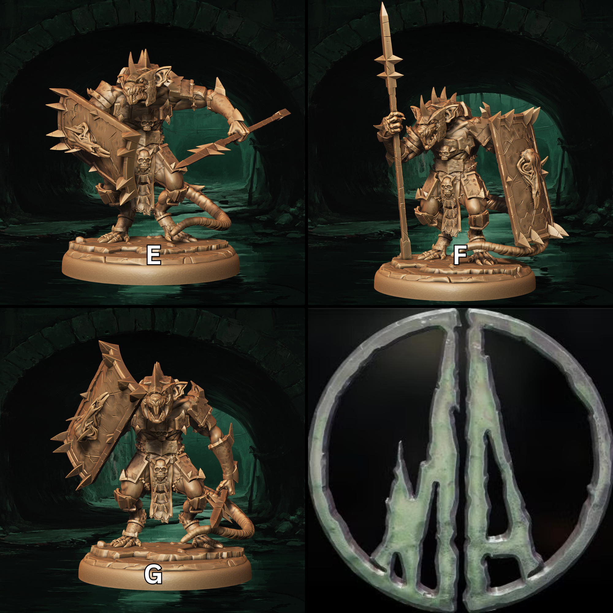 a set of three pictures of a bronze statue of a demon