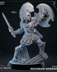 a statue of a warrior holding a sword