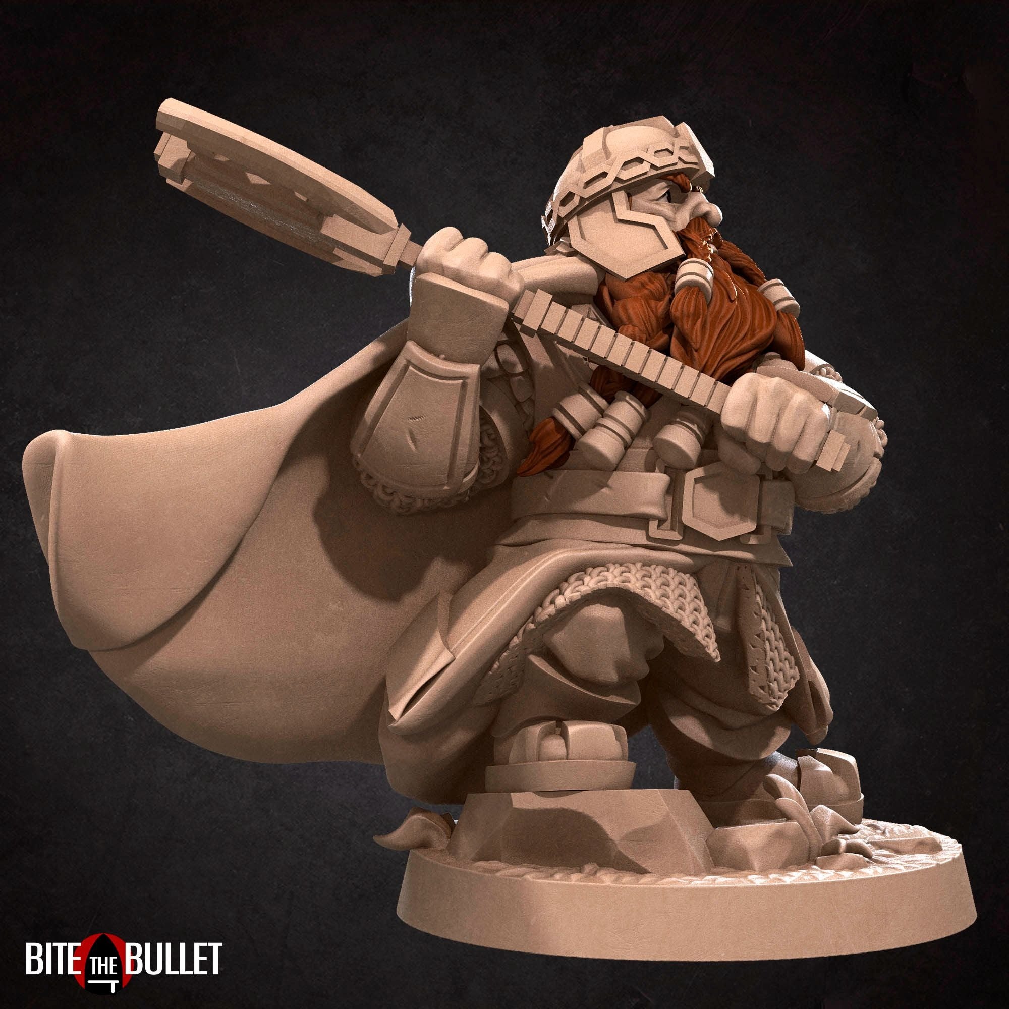 Dwarf Explorer - Bullet Rings - 3d Printed Miniature by Bite the Bullet