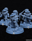 Mining Crew (Space Dwarf Miners with Pickaxes) - 3d Printed Miniature sculpted by Tablehammer