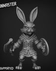 Rabbit Soldier (Axe) - 3d Printed Miniature by Goon Master Games