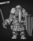 Elephant Warrior - Sword and Shield - 3d Printed Miniature by Goon Master Games