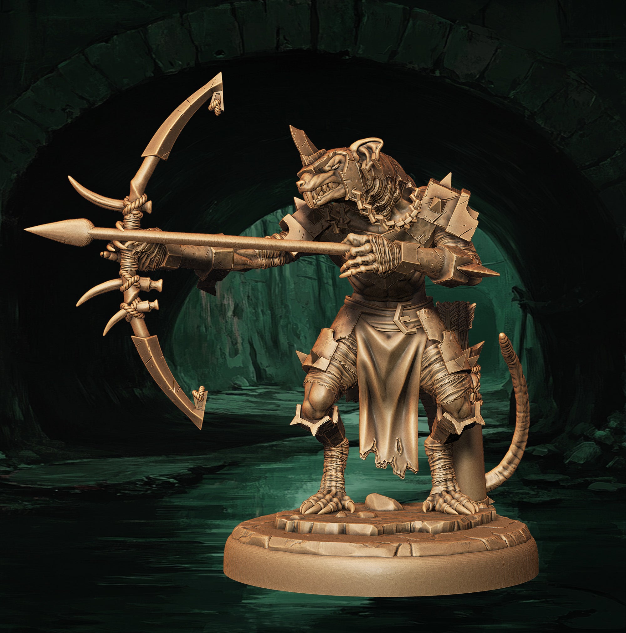 a statue of a cat with a bow and arrow