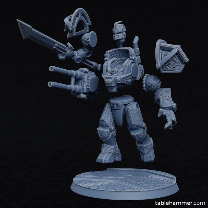 Clockwork Ancient, Space Dwarf Golem Mech - Federation of Tyr - 3d Printed Miniature by Tablehammer