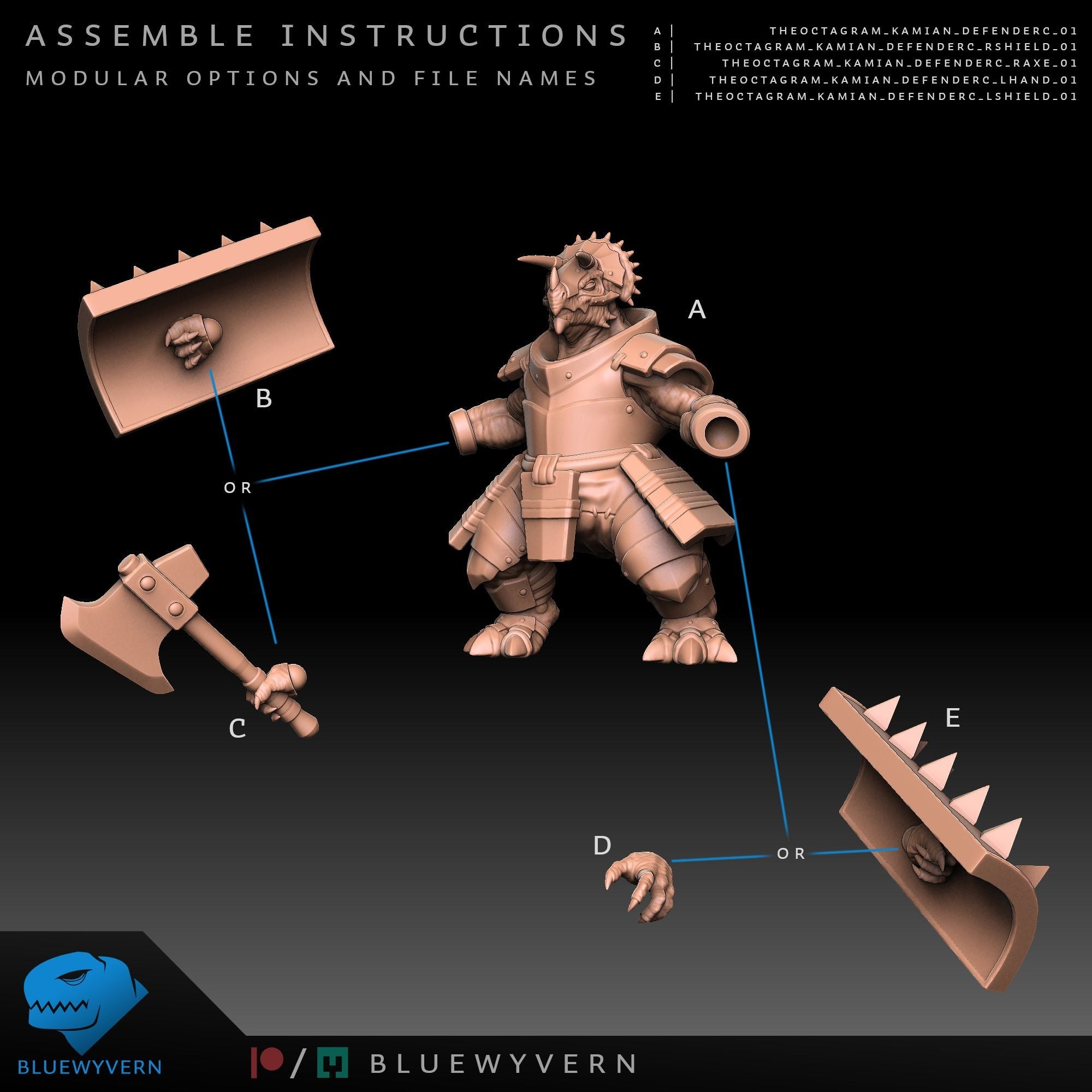 Kamian Defenders - The Octagram, Kamians - 3d Printed Miniature by Dragon Trappers Lodge