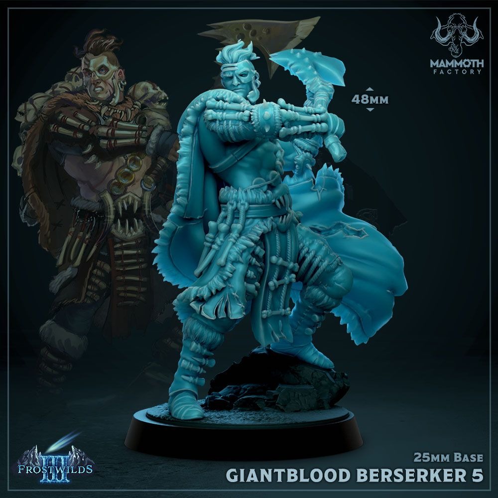 Giantblood Berserker - 3d Printed Miniature Sculpted by Mammoth Factory