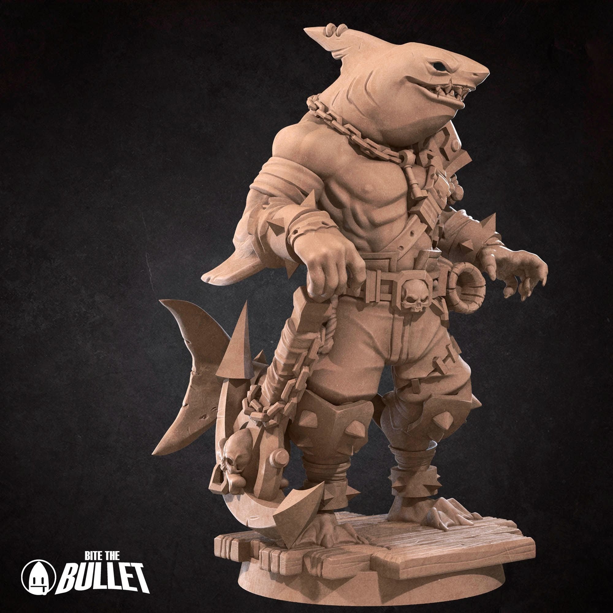 Sharkfolk Bandit Boss - 3d Printed Miniature by Bite the Bullet