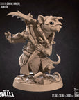 Ratfolk Hunter - Grove Haven - 3d Printed Miniature sculpted by Bite the Bullet