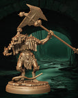 a statue of a man holding a giant axe
