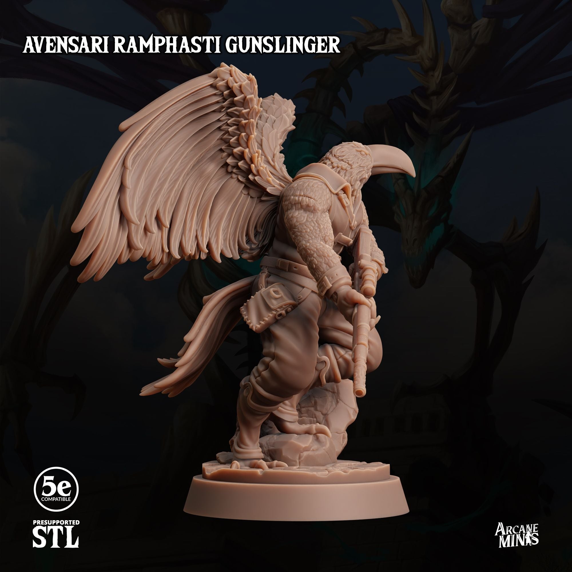 Avensarii Ramphasti Gunslinger - Tomb of Extinction - 3d Printed Miniature by Arcane Minis