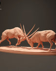 Gemsboks Fighting - 3d Printed 1:24 Scale Miniature by Animal Den