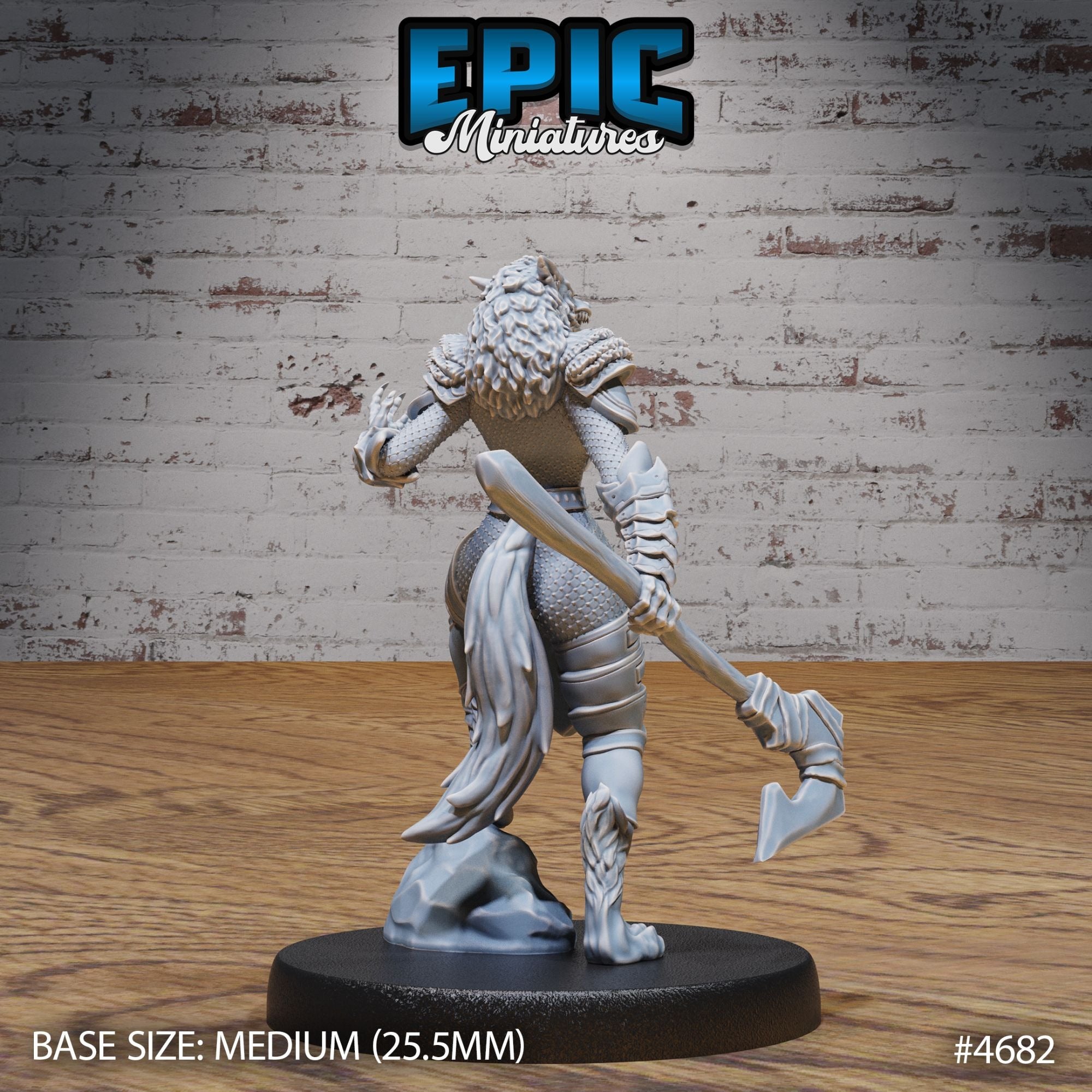 Armored Werewolf Female - 3d Printed Miniature Sculpted by Epic Miniatures