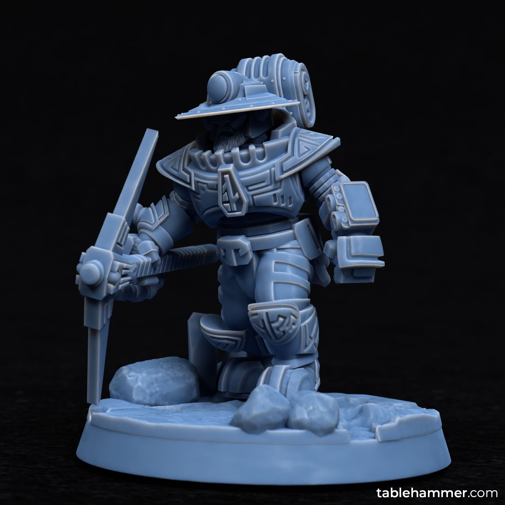 Mining Crew (Space Dwarf Miners with Pickaxes) - 3d Printed Miniature sculpted by Tablehammer