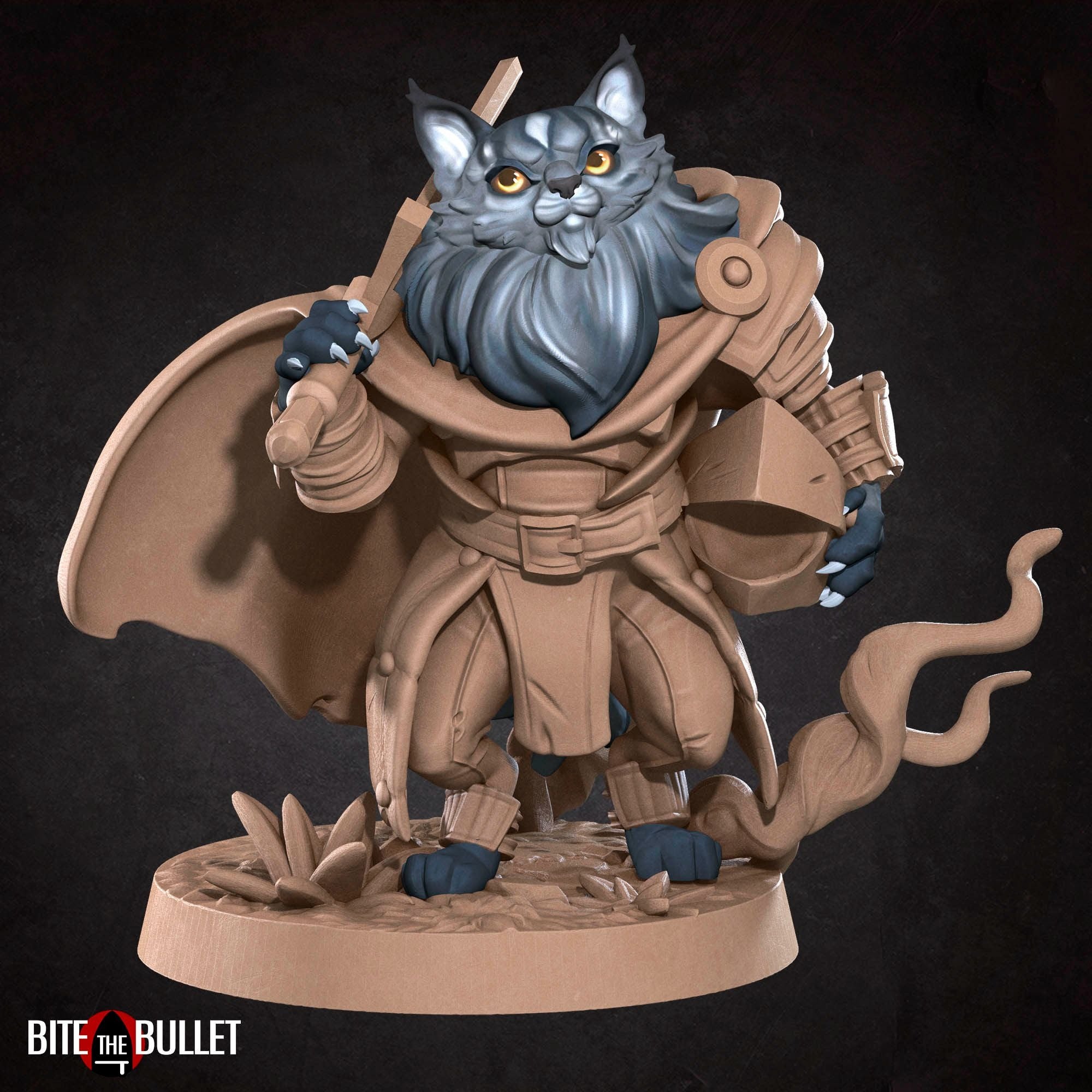 Cat Warrior - 3d Printed Miniature sculpted by Bite the Bullet