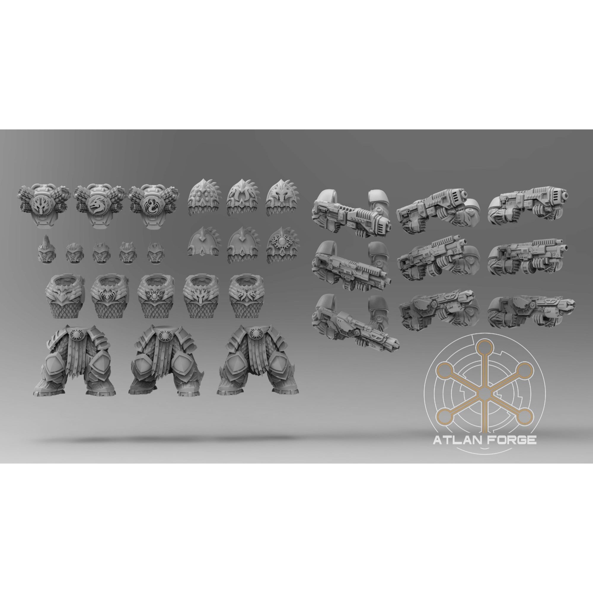 Dragon Aegis Rangers - 5 Model Modular Unit 3d Printed Sculpted by Atlan Forge