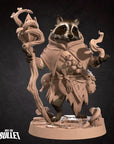 Raccoonfolk Druid - Grove Haven - 3d Printed Miniature sculpted by Bite the Bullet