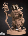 Raccoonfolk Druid - Grove Haven - 3d Printed Miniature sculpted by Bite the Bullet