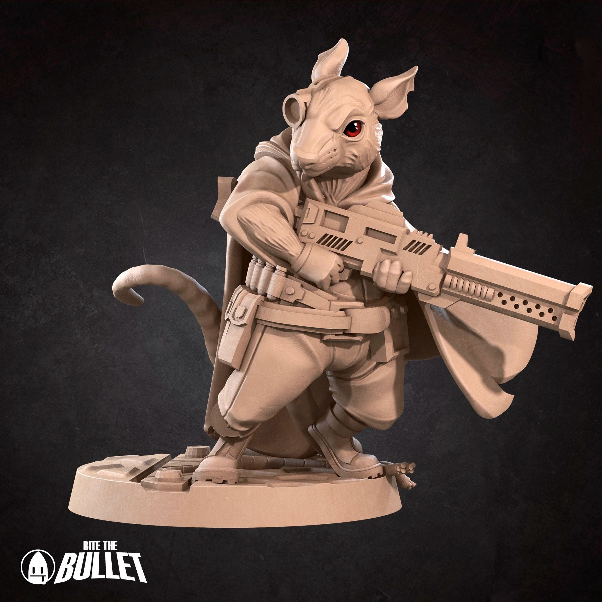 Space Ratfolk Soldier - Bullet Galaxy - 3d Printed Miniature sculpted by Bite the Bullet
