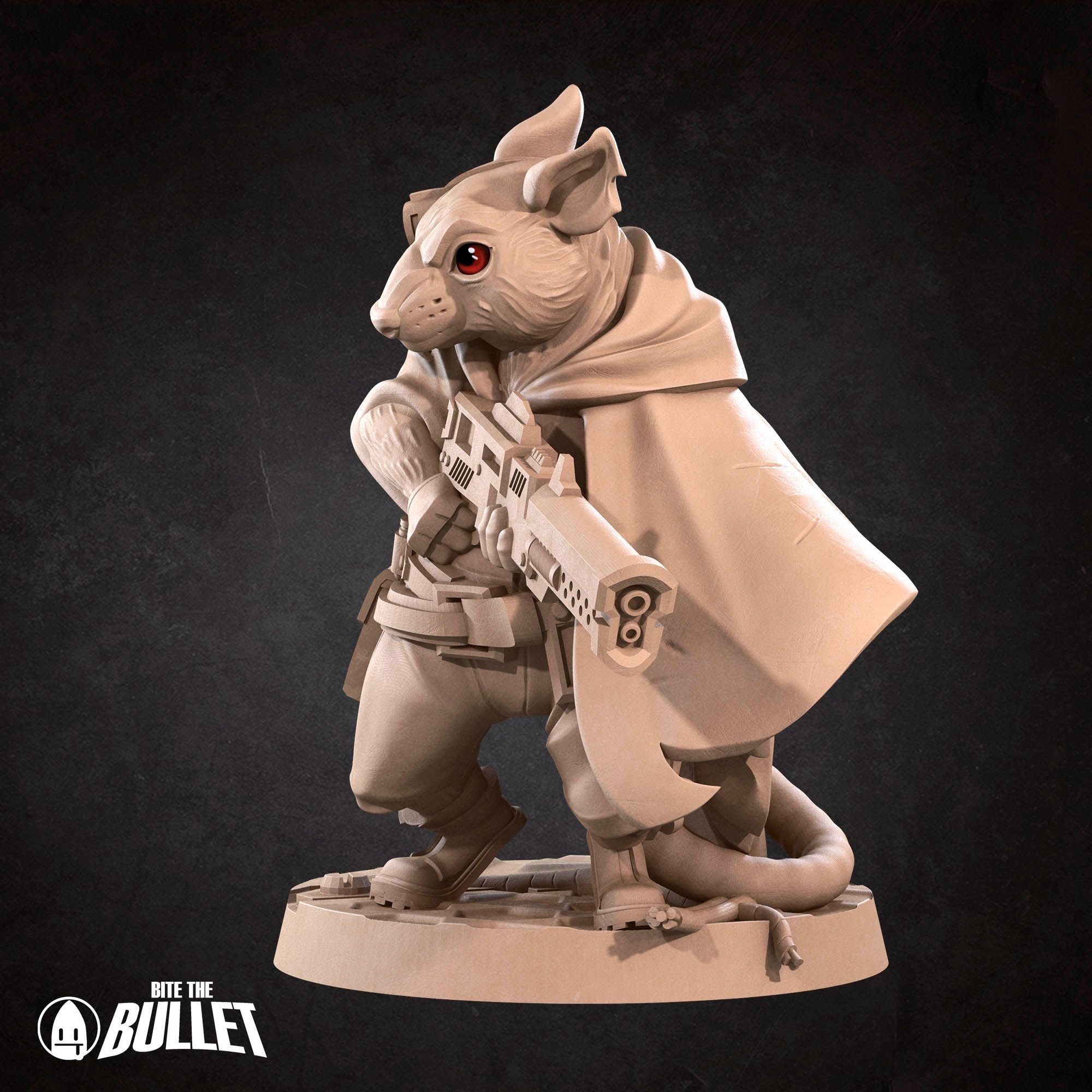 Space Ratfolk Soldier - Bullet Galaxy - 3d Printed Miniature sculpted by Bite the Bullet