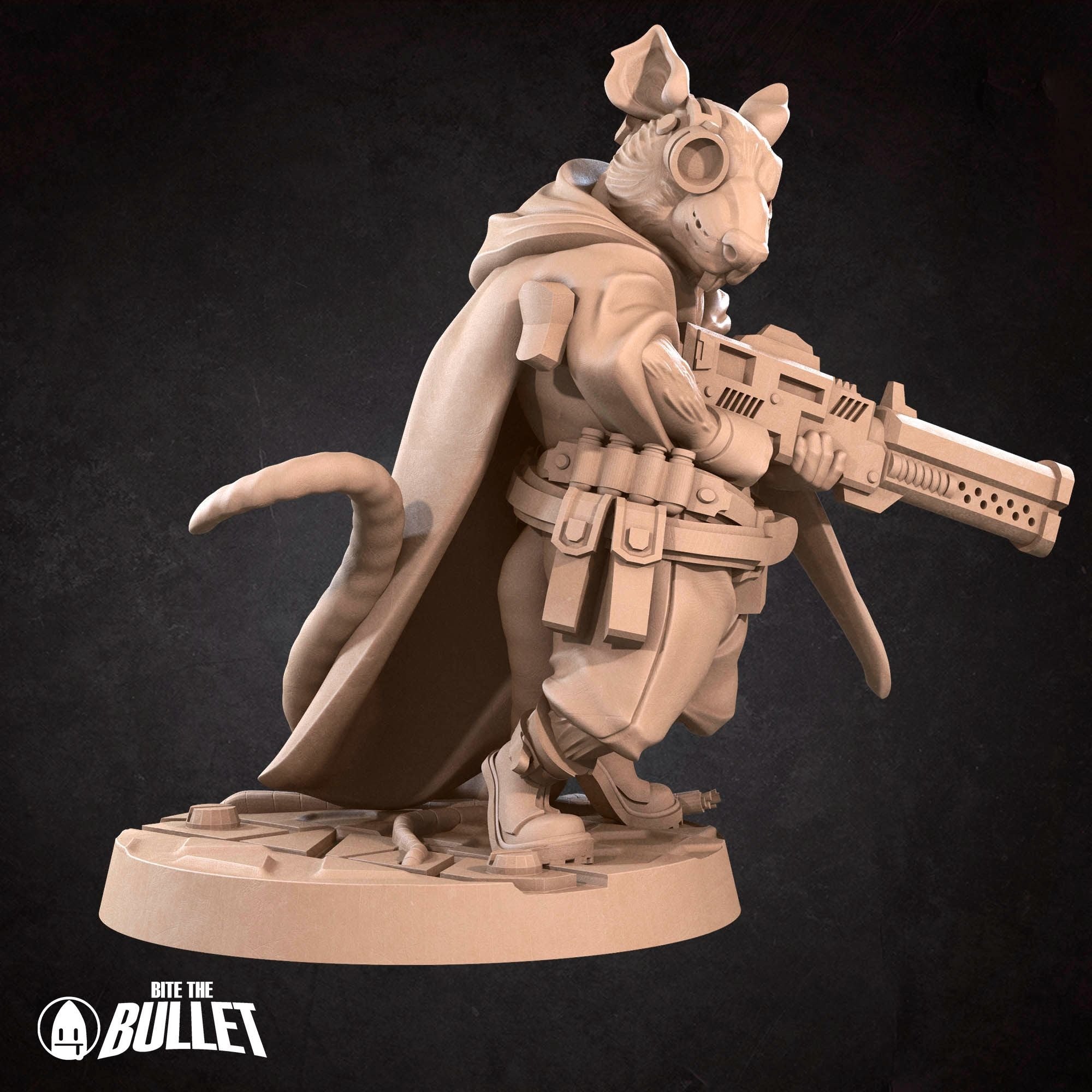 Space Ratfolk Soldier - Bullet Galaxy - 3d Printed Miniature sculpted by Bite the Bullet