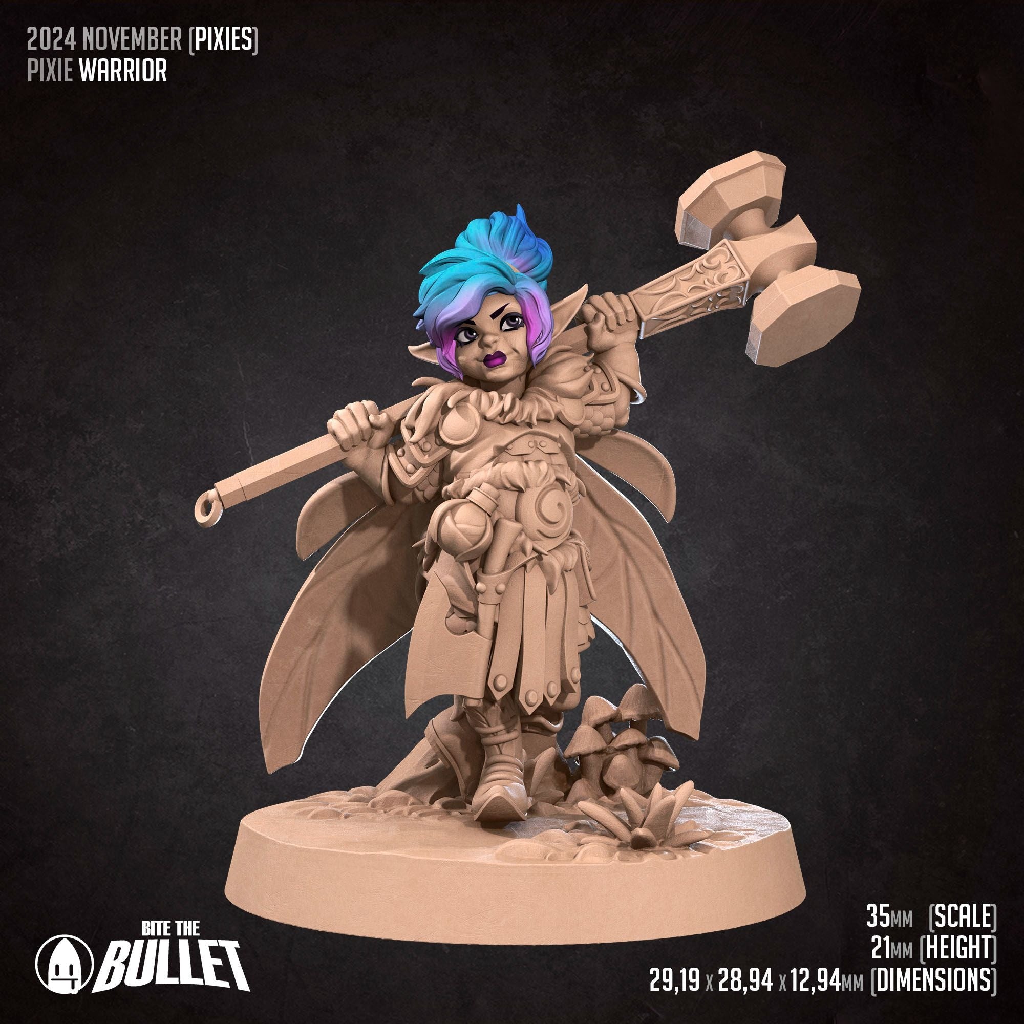 Pixie Warrior - Pixies - 3d Printed Miniature sculpted by Bite the Bullet
