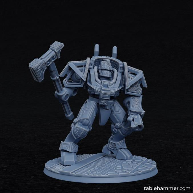 Clockwork Ancient, Space Dwarf Golem Mech - Federation of Tyr - 3d Printed Miniature by Tablehammer