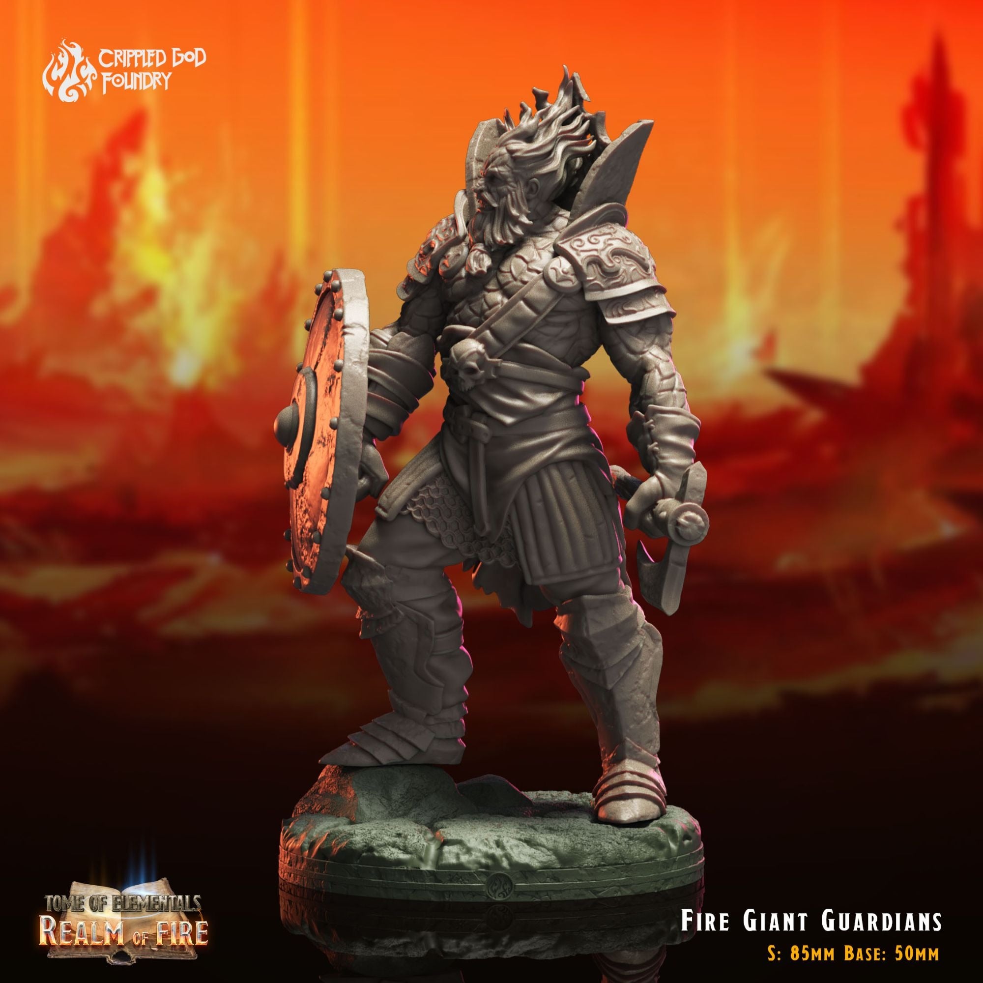 Fire Giant Guardians - 3d Printed Miniature Sculpted by Crippled God Foundry