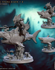 Tidal Shark Riders - Mirmidons of the Death-Tide - 3d Printed Miniature sculpted by Artisan Guild