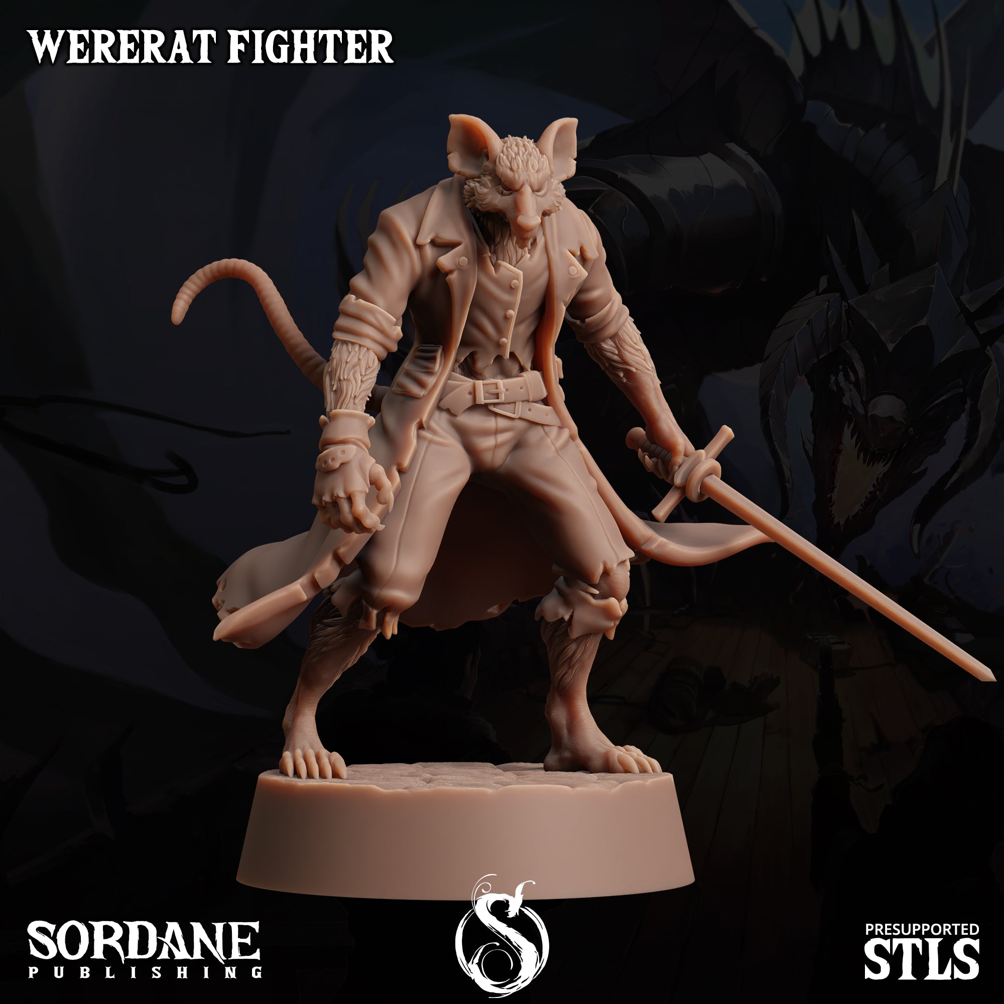 a figurine of a cat fighter holding a sword