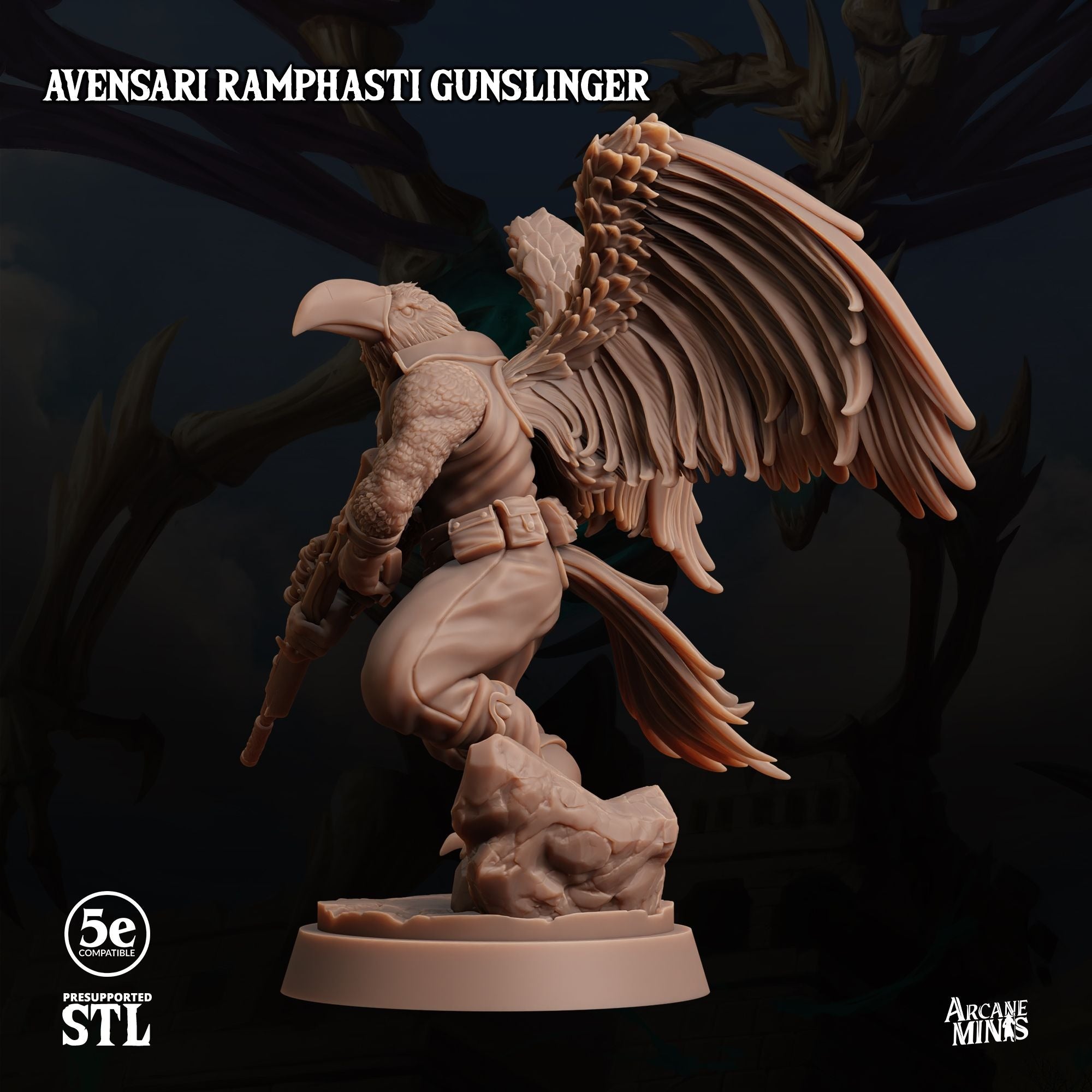 Avensarii Ramphasti Gunslinger - Tomb of Extinction - 3d Printed Miniature by Arcane Minis