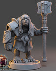 A 3D model of a warrior figure holding a large hammer, representing a character from the video game "The Warriors of Fear".