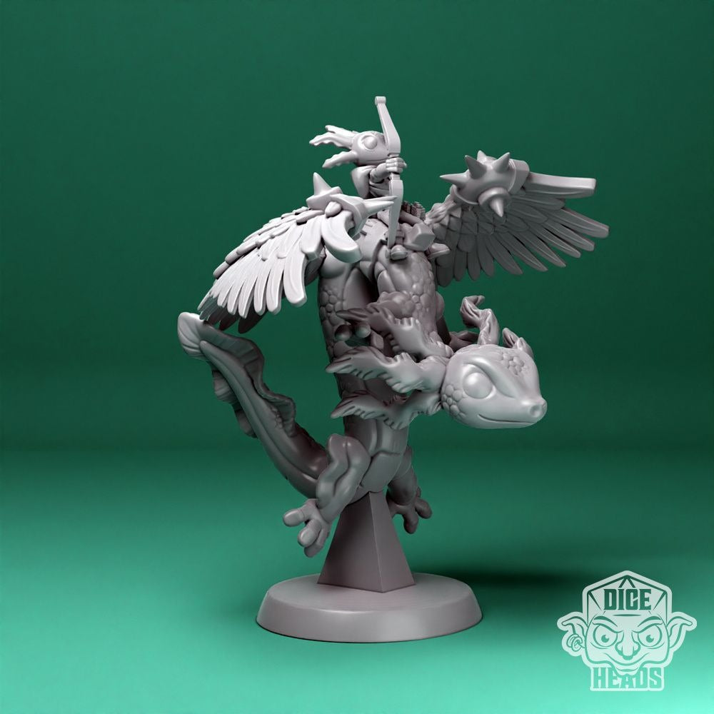 Axolotl Dragon Riders - 3d Printed Miniature by DiceHeads